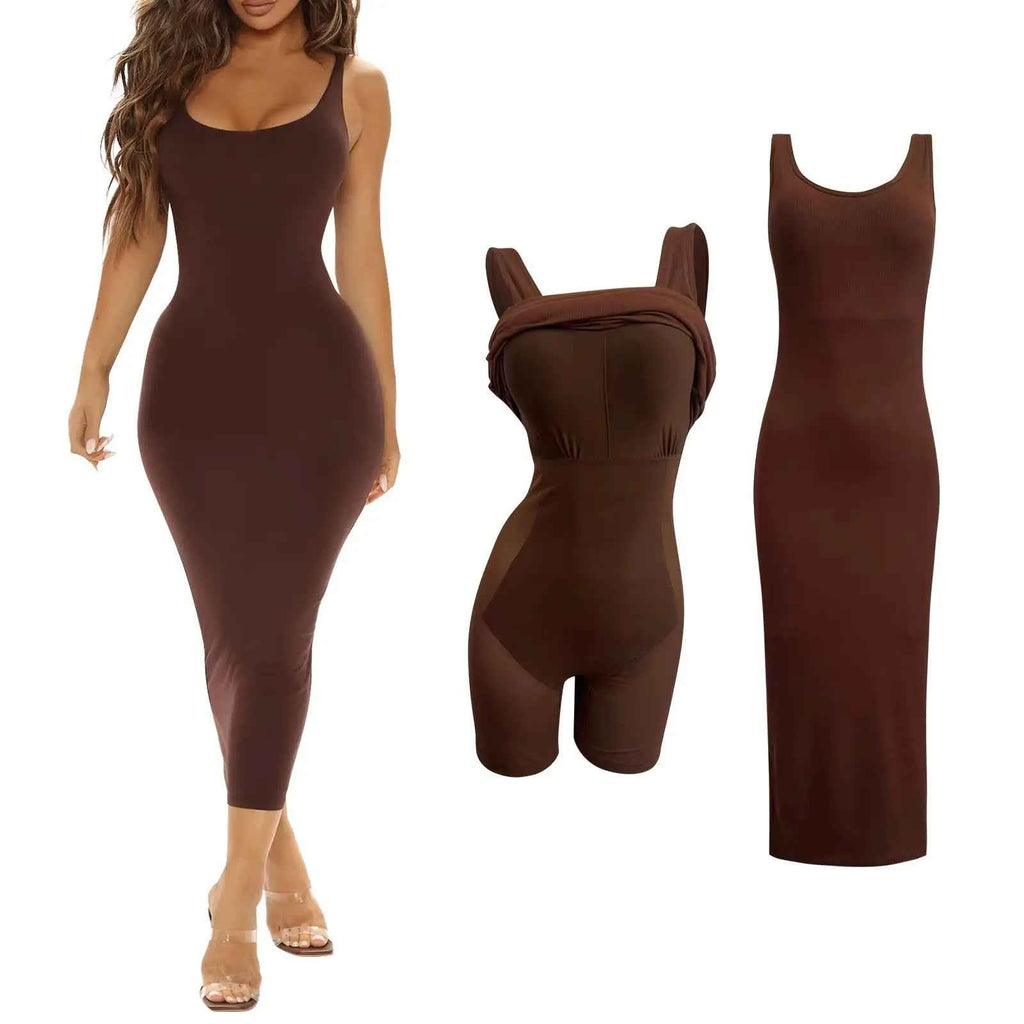 Light Belly Contracting One-piece Two-in-one Sling Body Shaping Dress