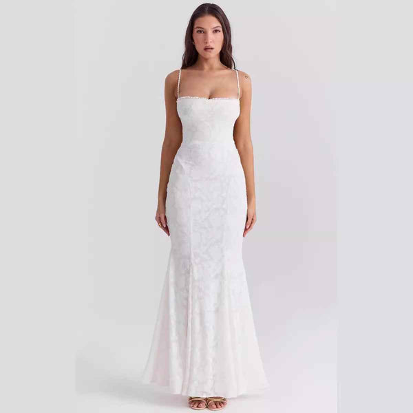 Sleeveless Sling Square Collar Backless Dress