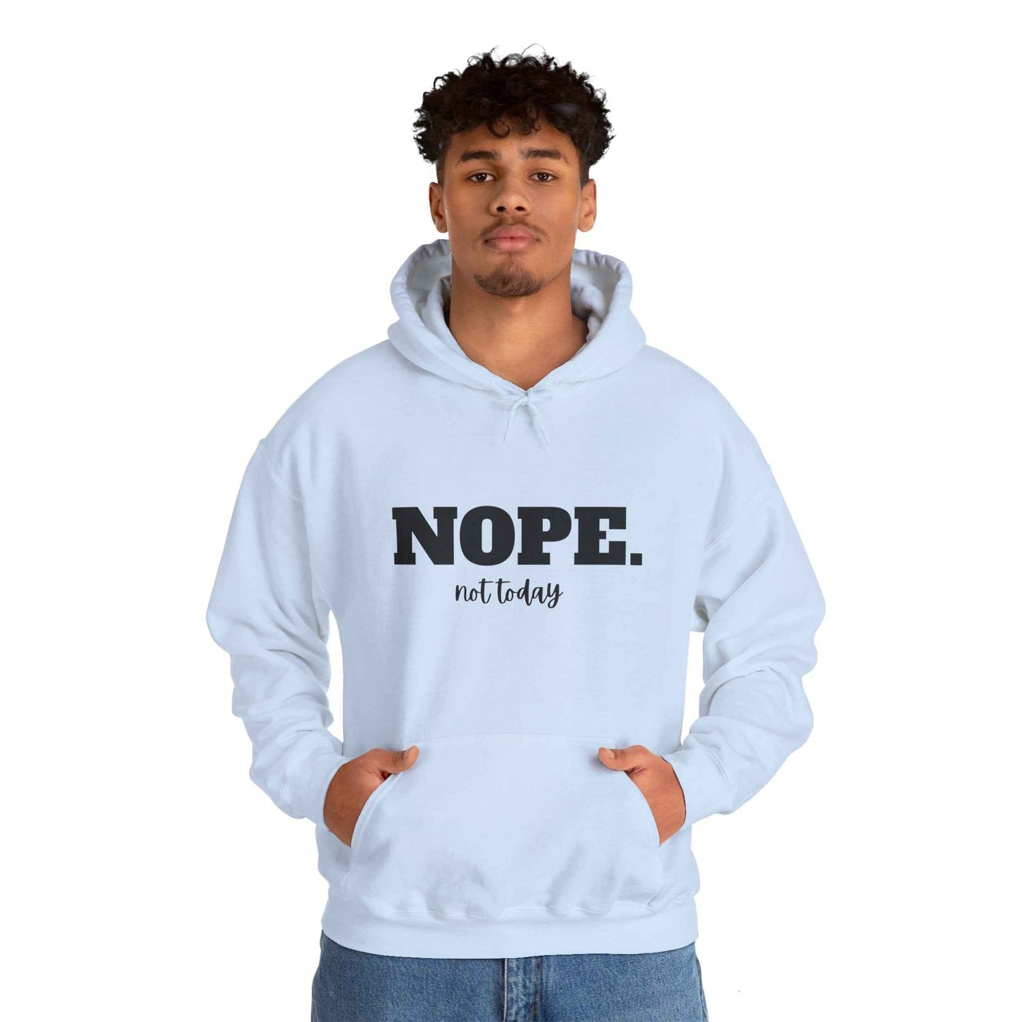 Nope Not Today Hoodie, Funny Introvert Sweatshirt, Sarcastic Gift, Cozy Pullover with Humorous Saying, Nope Varsity Aesthetic Sweatshirt - G-NIA BOUTIQUE