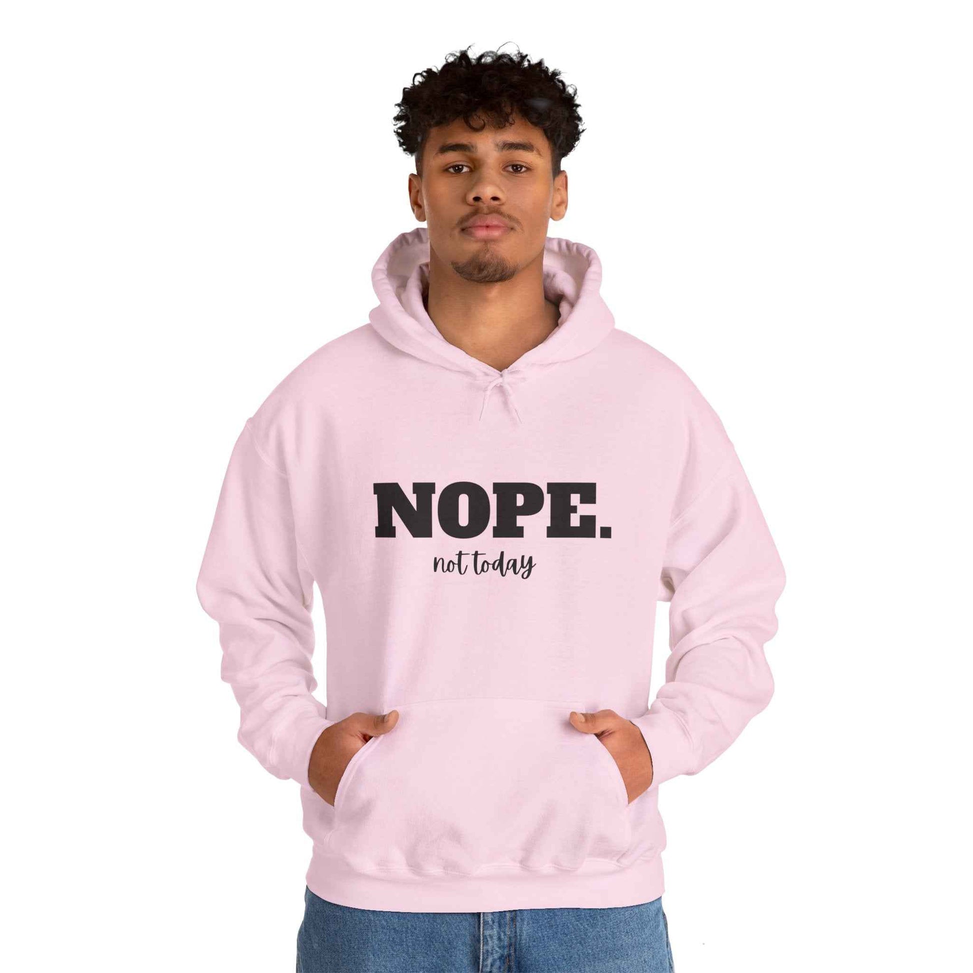 Nope Not Today Hoodie, Funny Introvert Sweatshirt, Sarcastic Gift, Cozy Pullover with Humorous Saying, Nope Varsity Aesthetic Sweatshirt - G-NIA BOUTIQUE