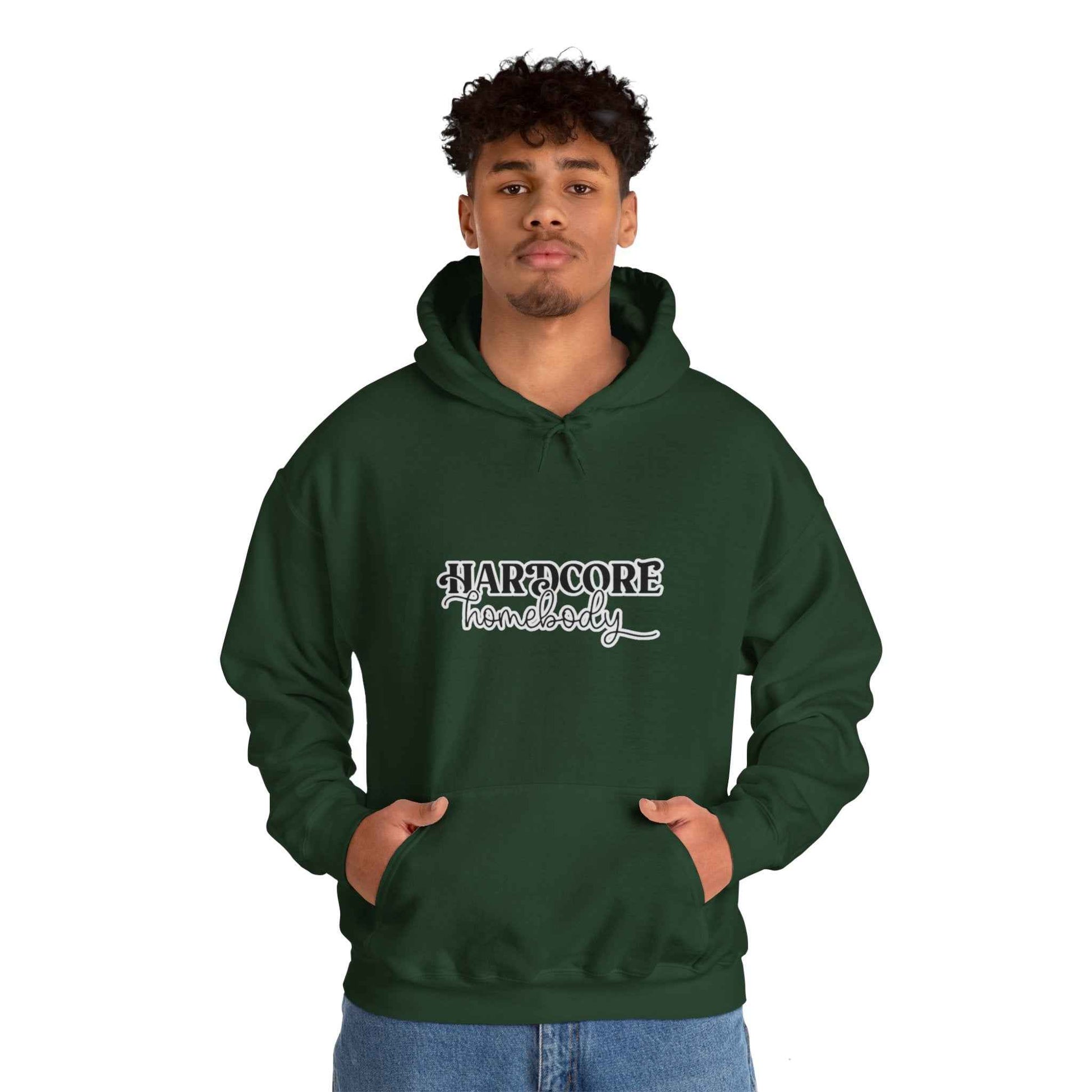 Hardcore Homebody Hoodie, Unisex Hooded Sweatshirt, Lounge Wear, Cozy Jumper, Stay-at-home Clothing, Introvert Gift - G-NIA BOUTIQUE