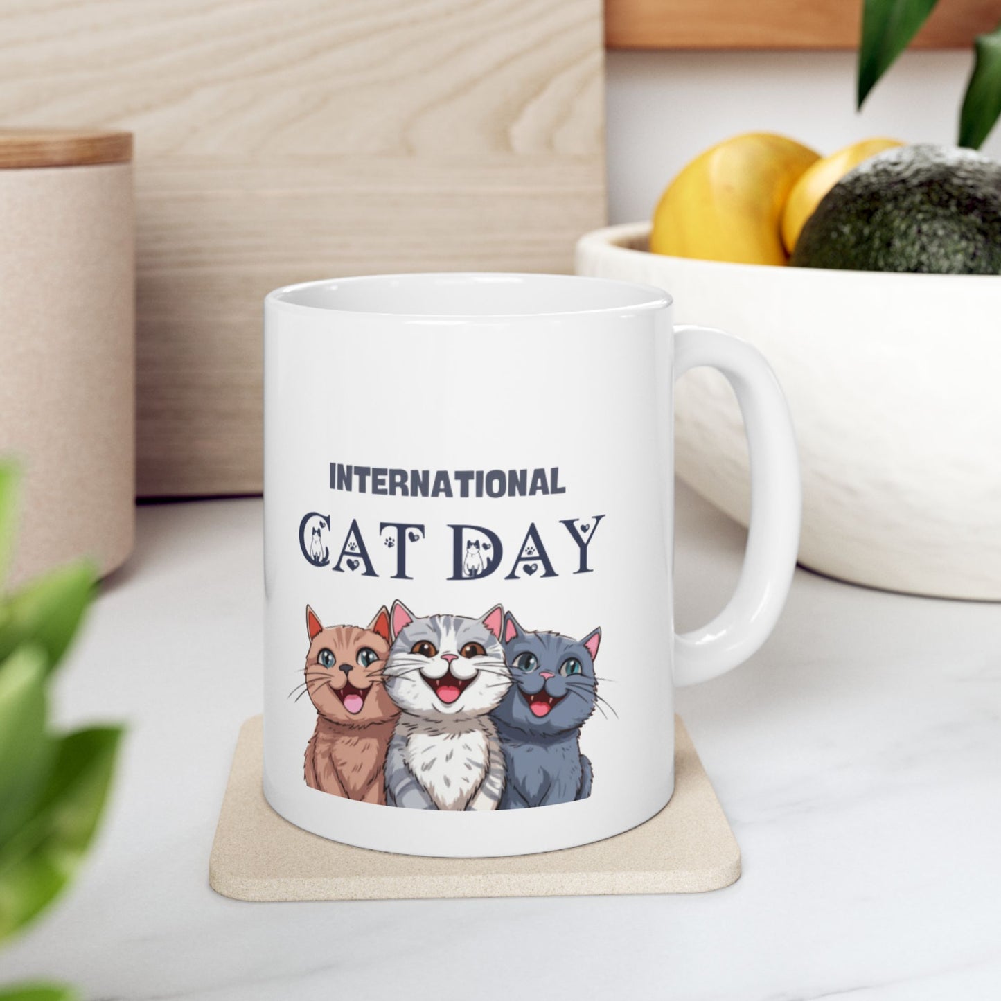 Cat Mug - International Cat Day Coffee Cup, 11 oz Ceramic Mug - G-NIA BOUTIQUE