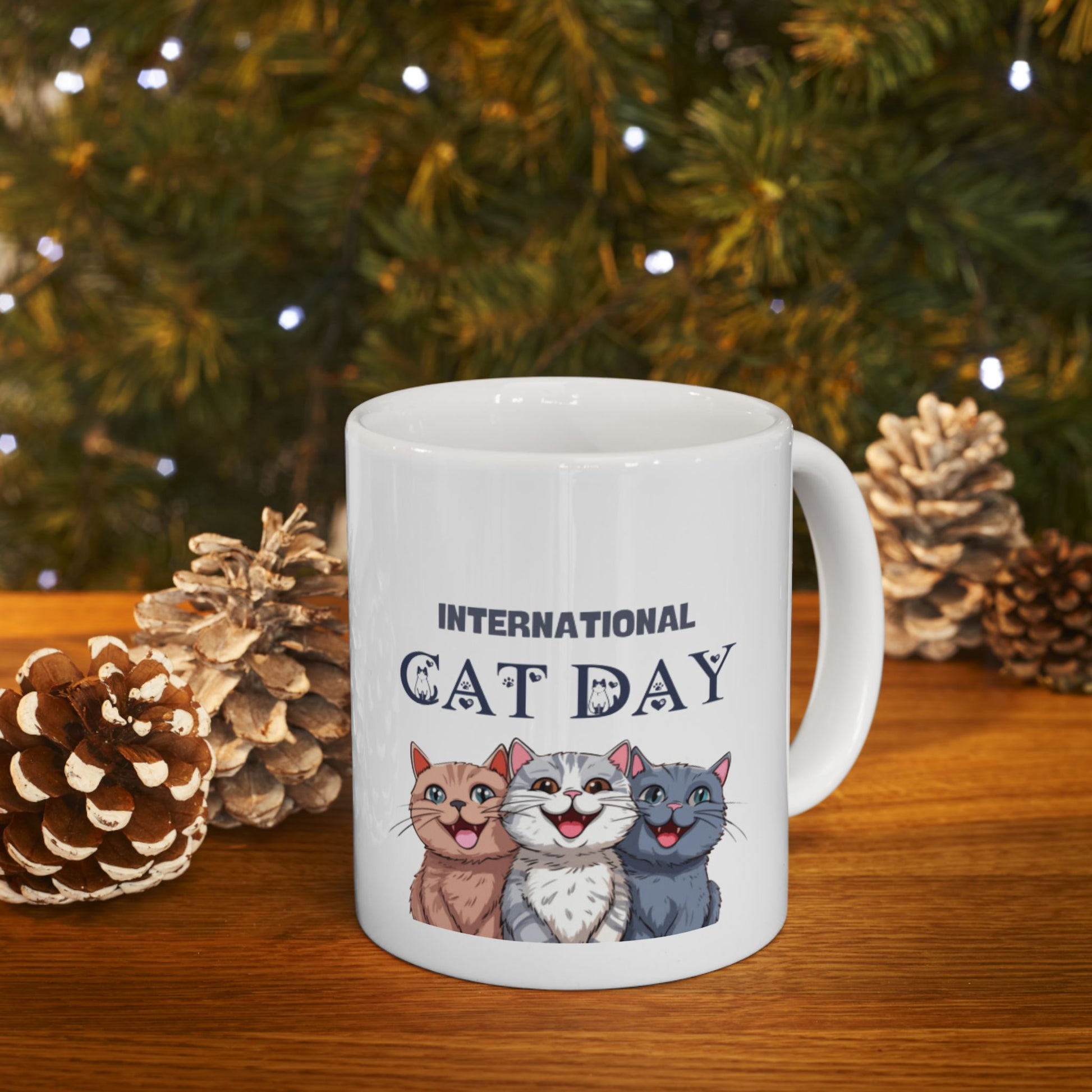 Cat Mug - International Cat Day Coffee Cup, 11 oz Ceramic Mug - G-NIA BOUTIQUE