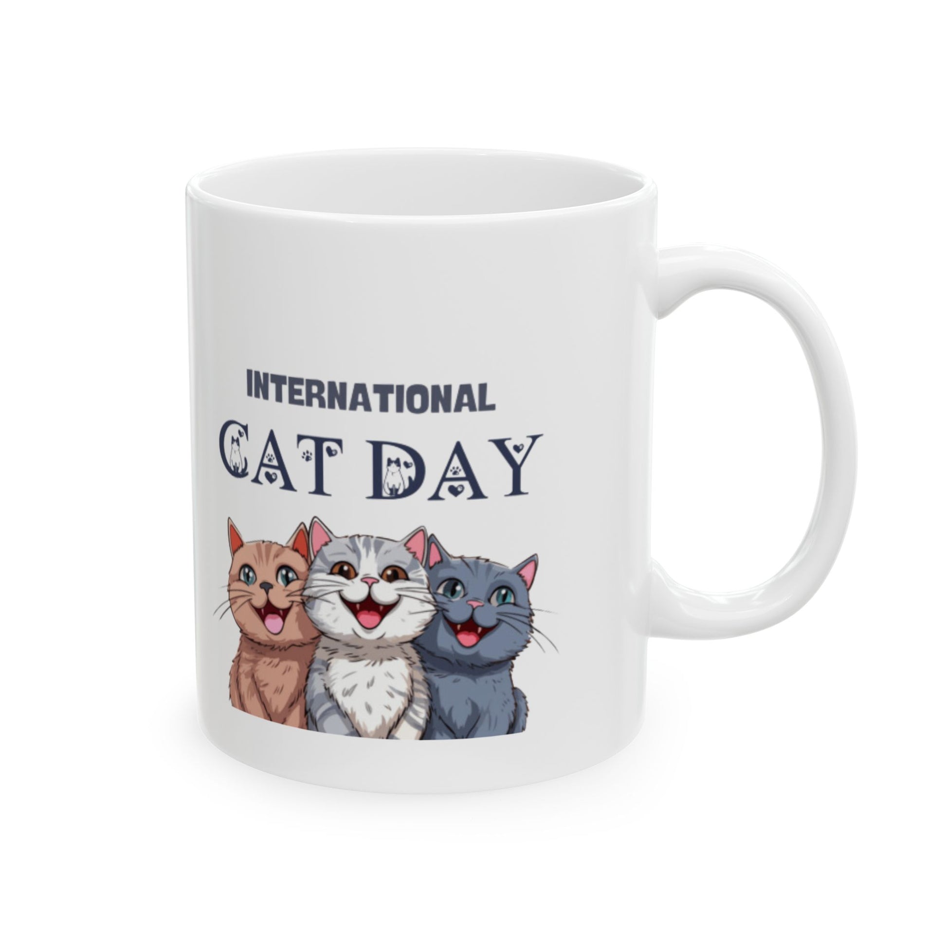 Cat Mug - International Cat Day Coffee Cup, 11 oz Ceramic Mug - G-NIA BOUTIQUE