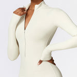 Warm Zipper Long-sleeved Jumpsuit Yoga Fitness, Breathable Bodysuit