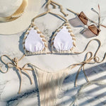 Texture Split Lace-up Swimsuit Small Chest Push Up
