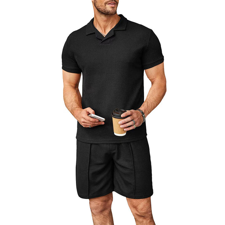 New Waffle V-neck Polo Shirt - G-NIA BOUTIQUE
