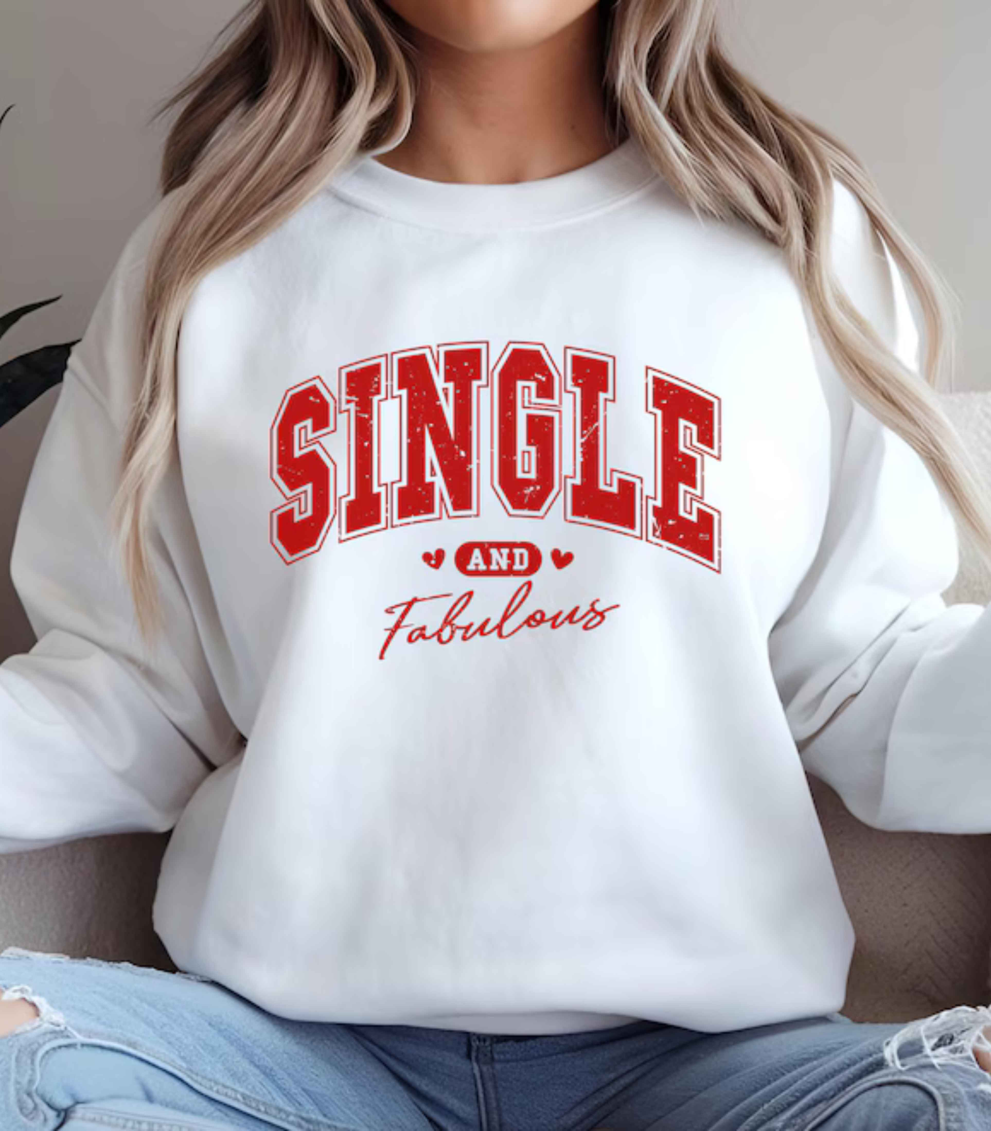 Single and Fabulous Funny Valentine Sweatshirt Unisex Heavy Blend™ Crewneck - G-NIA BOUTIQUE