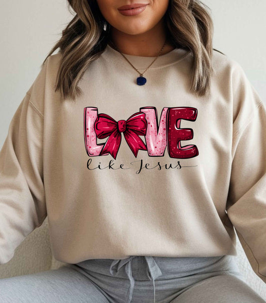 Love Like Jesus Christian Valentine Sweatshirt, Cozy Heart Graphic Pullover Gift for Couples - G-NIA BOUTIQUE