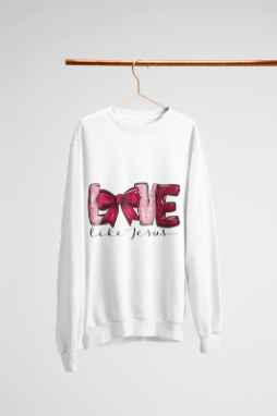 Love Like Jesus Christian Valentine Sweatshirt, Cozy Heart Graphic Pullover Gift for Couples - G-NIA BOUTIQUE