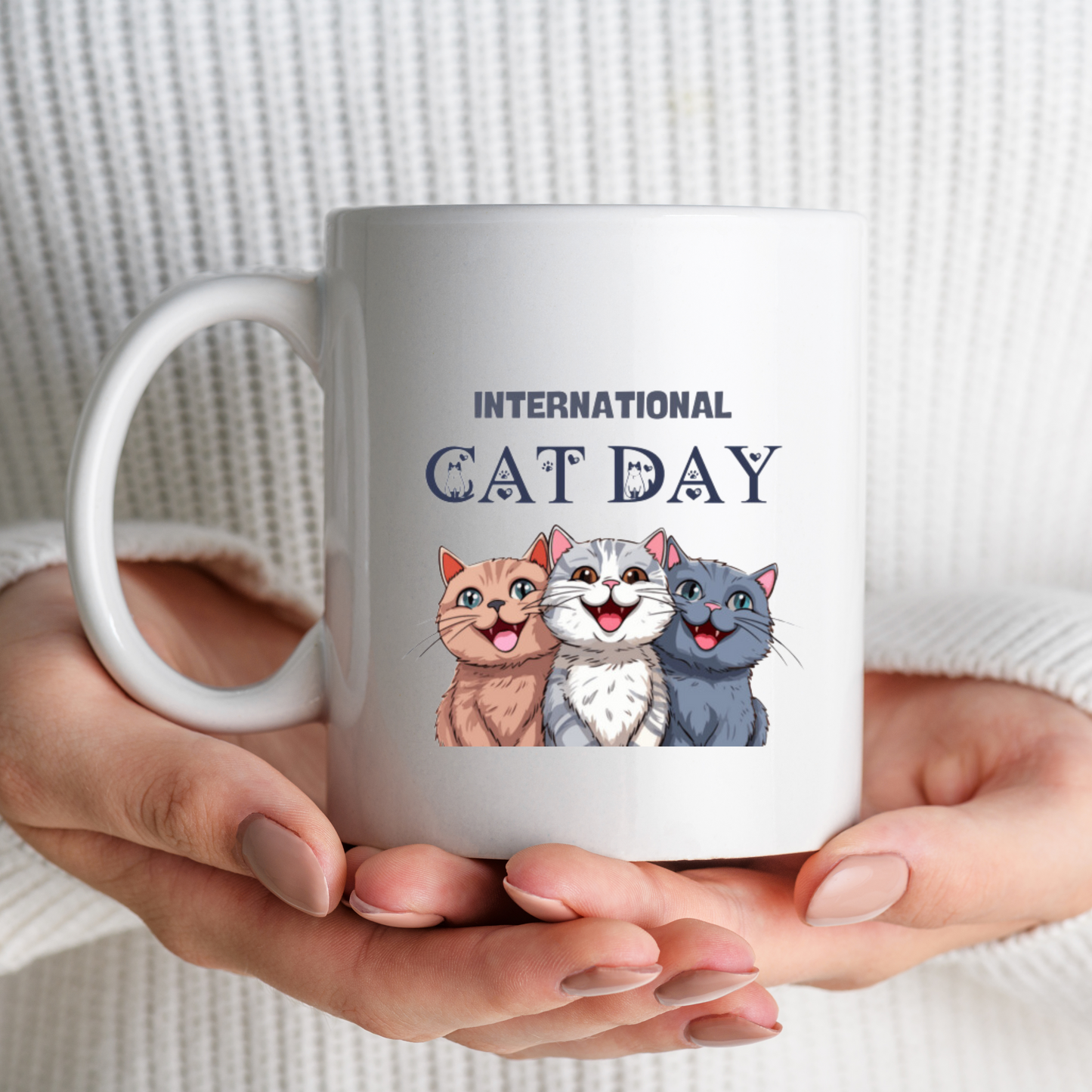 Cat Mug - International Cat Day Coffee Cup, 11 oz Ceramic Mug - G-NIA BOUTIQUE