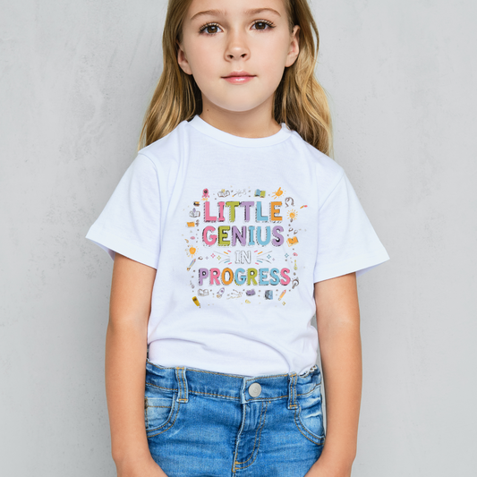 Toddler Genius T-Shirt Little Genius in Progress Short Sleeve Tee