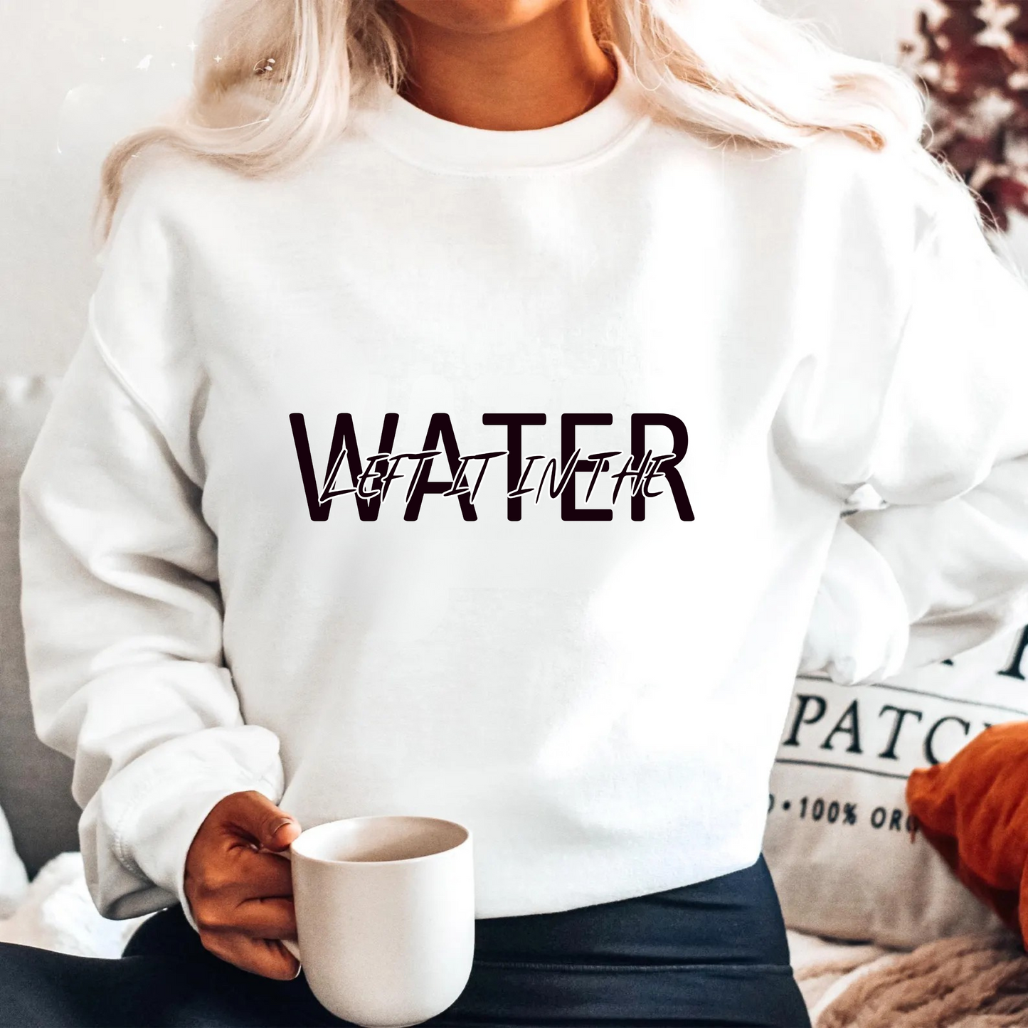 Religious Crewneck Sweatshirt - Left It In The Water, Custom Church Name, Jesus Cross Shirt, Christian Women Gift