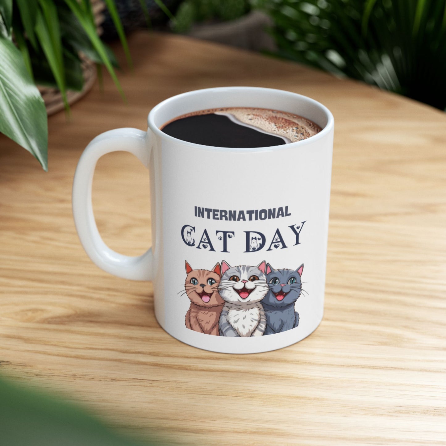 Cat Mug - International Cat Day Coffee Cup, 11 oz Ceramic Mug - G-NIA BOUTIQUE