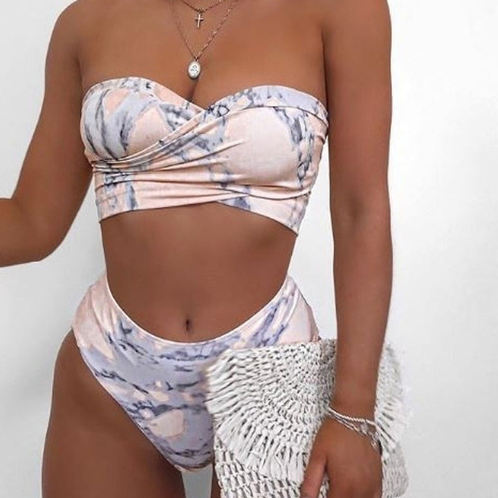 Sexy gathered bandage high waist ladies bikini split swimsuit - G-NIA BOUTIQUE