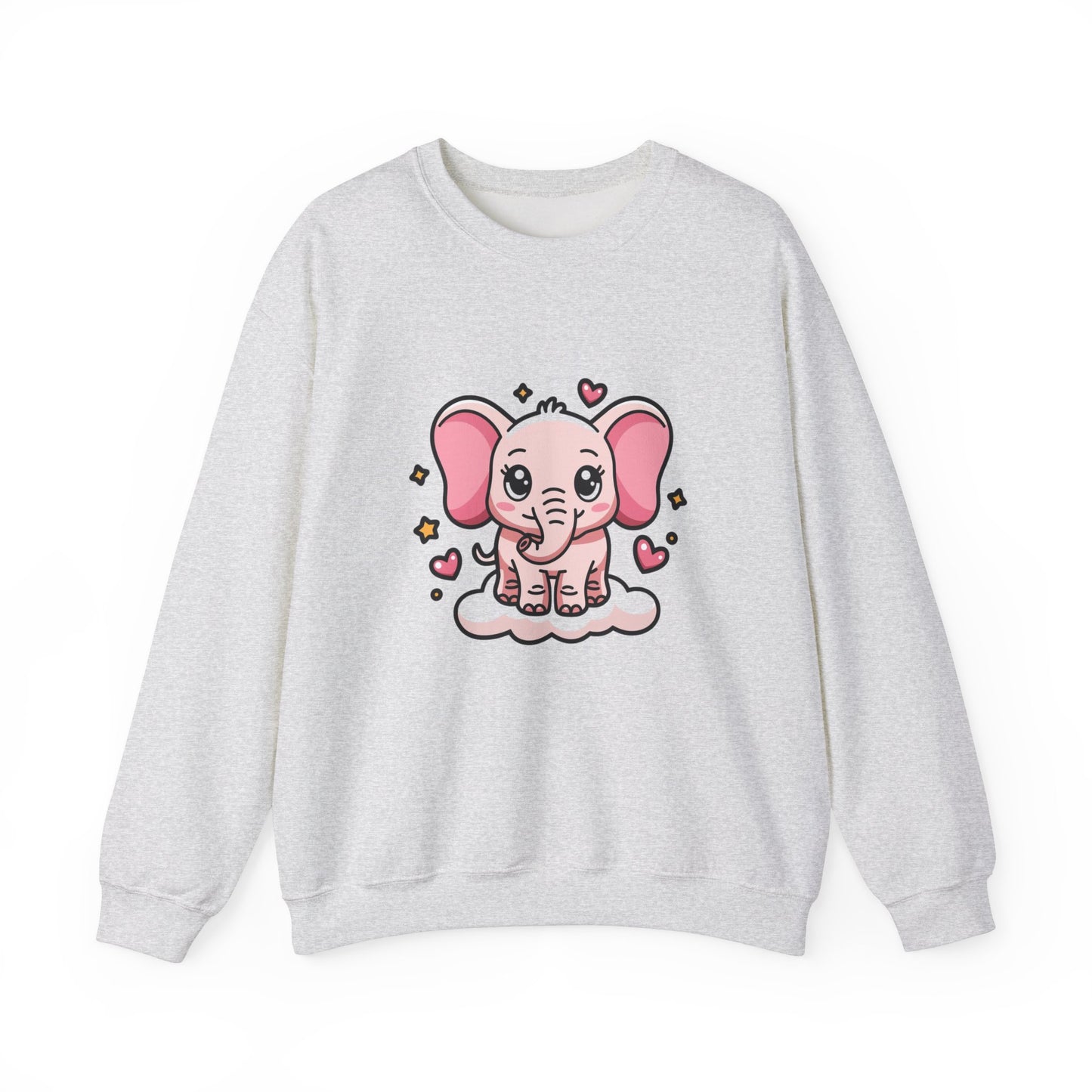 Cute Valentine Elephant Sweatshirt, Unisex Crew Neck