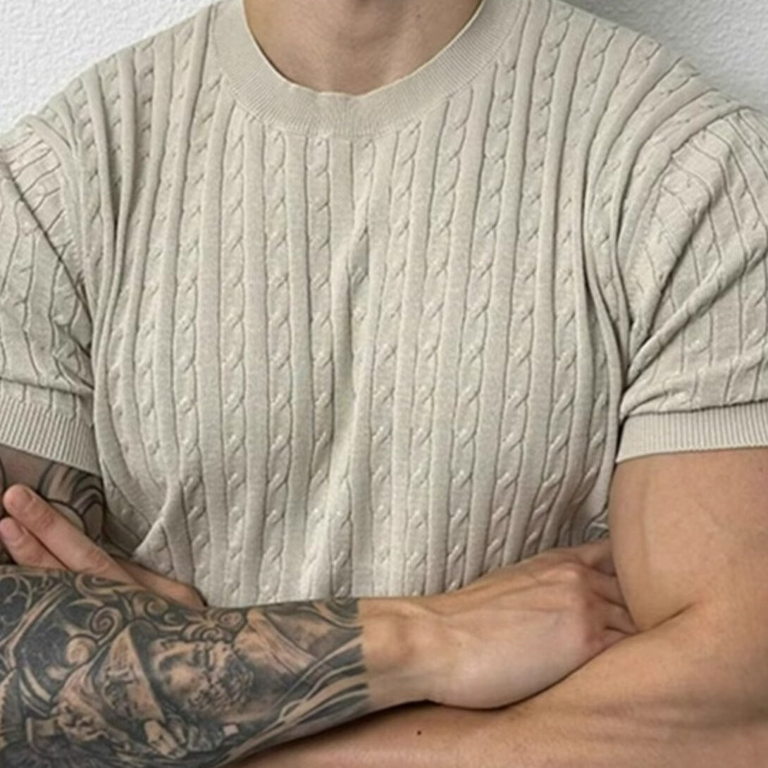 Japanese Style Solid Color Twist Short Sleeve T-shirt For Men