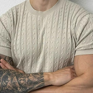 Japanese Style Solid Color Twist Short Sleeve T-shirt For Men