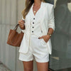 Temperament Pure Color Vest Shorts Three-piece Set Suit