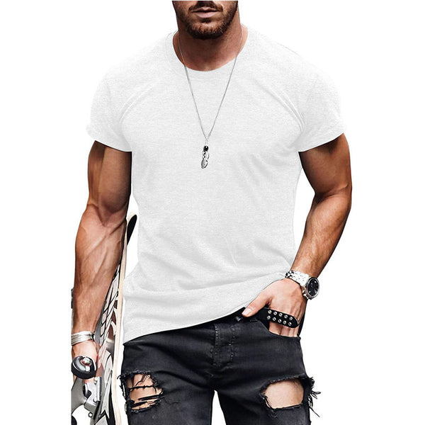 Men's Casual Short Sleeve T-shirt Summer Fashion Solid Color Tops - G-NIA BOUTIQUE
