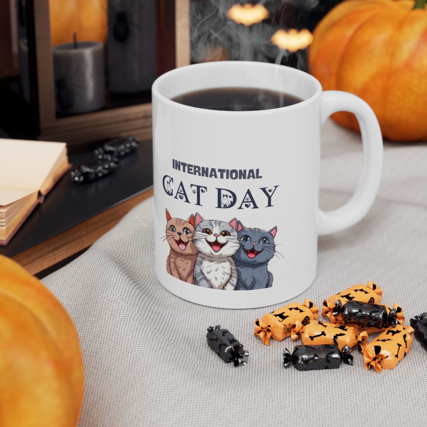 Cat Mug - International Cat Day Coffee Cup, 11 oz Ceramic Mug - G-NIA BOUTIQUE