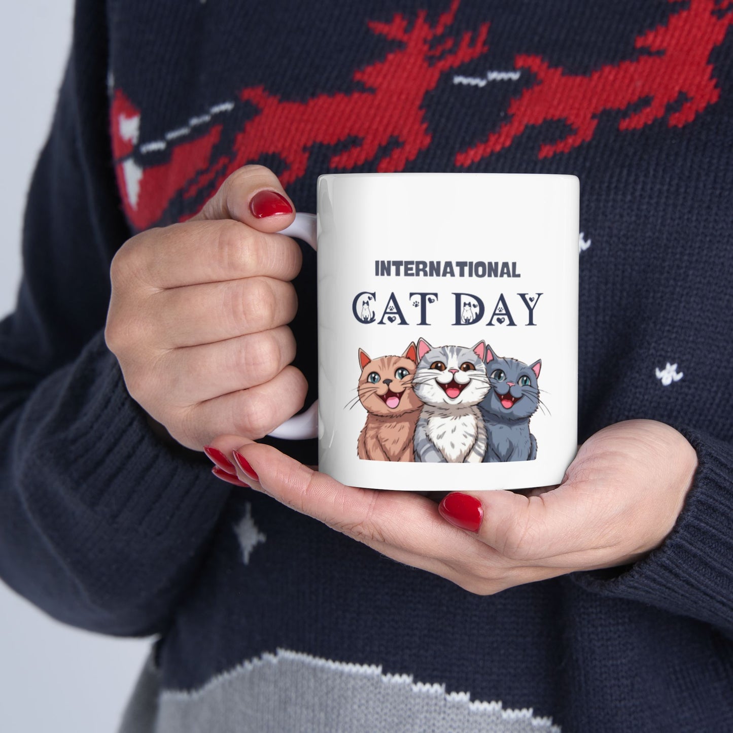 Cat Mug - International Cat Day Coffee Cup, 11 oz Ceramic Mug - G-NIA BOUTIQUE