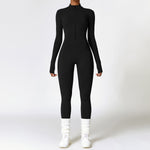 Warm Zipper Long-sleeved Jumpsuit Yoga Fitness, Breathable Bodysuit