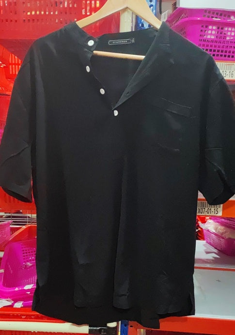 Casual Linen Solid Color Shirt Button V Neck Beach Shirt Men Summer Tops - G-NIA BOUTIQUE
