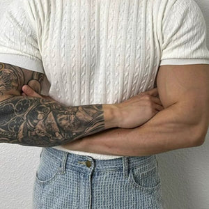 Japanese Style Solid Color Twist Short Sleeve T-shirt For Men