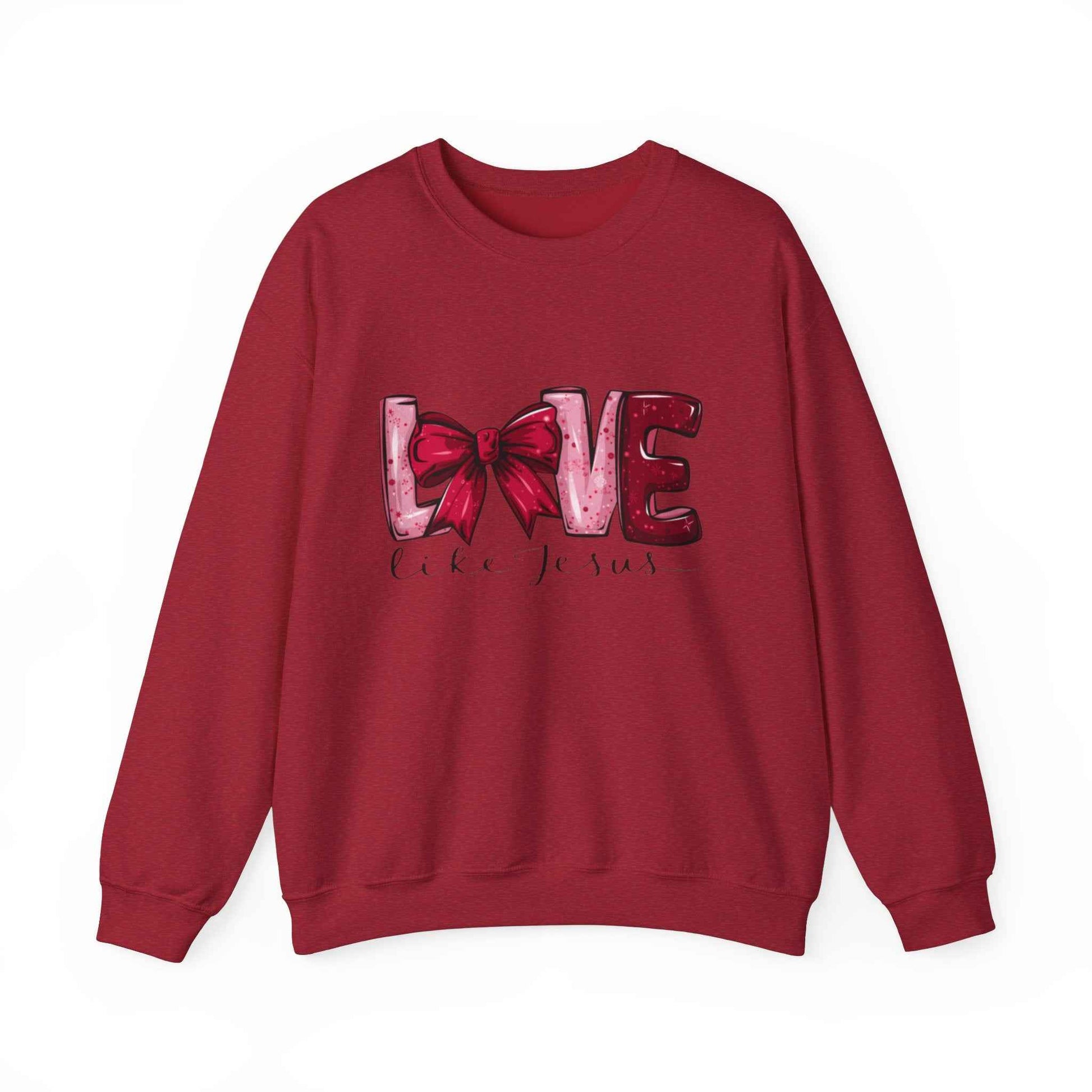 Love Like Jesus Christian Valentine Sweatshirt, Cozy Heart Graphic Pullover Gift for Couples - G-NIA BOUTIQUE