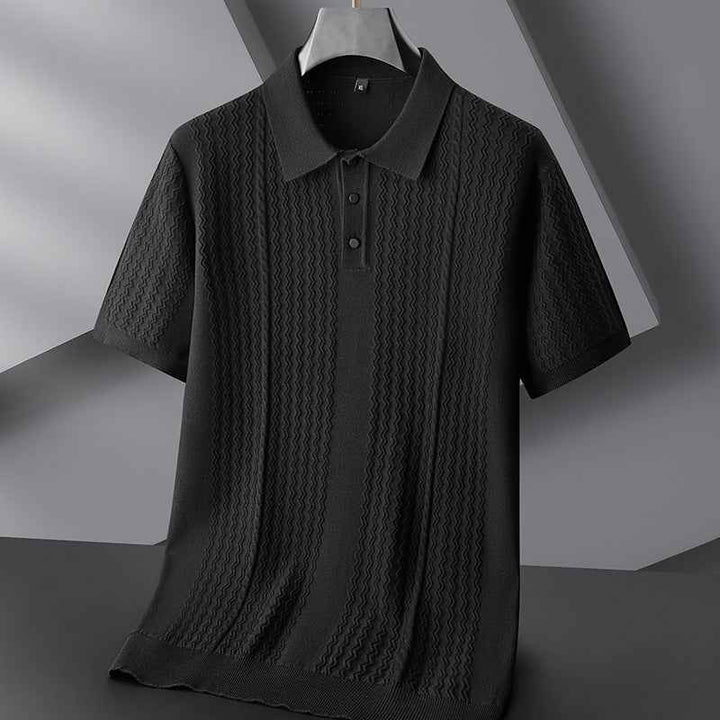 Autumn And Winter New Men's Plus-sized Plus Size Lapel Short Sleeve Sweater