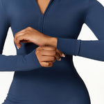 Warm Zipper Long-sleeved Jumpsuit Yoga Fitness, Breathable Bodysuit
