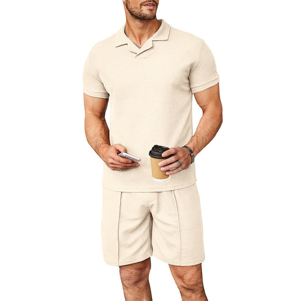 New Waffle V-neck Polo Shirt - G-NIA BOUTIQUE